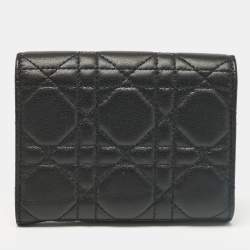 Pre Owned Dior Black Cannage Leather Dior Addict Compact Wallet