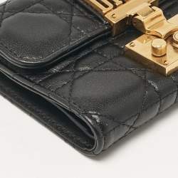 Pre Owned Dior Black Cannage Leather Dior Addict Compact Wallet