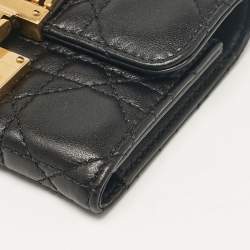Pre Owned Dior Black Cannage Leather Dior Addict Compact Wallet