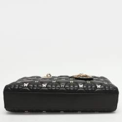 Pre Owned Dior Black Quilted Leather Lady D-Joy Embellished Tote