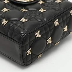 Pre Owned Dior Black Quilted Leather Lady D-Joy Embellished Tote