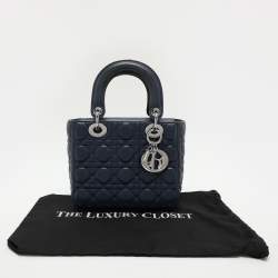 Dior Blue Cannage Leather Small Lady Dior Tote