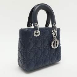 Dior Blue Cannage Leather Small Lady Dior Tote