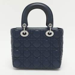 Dior Blue Cannage Leather Small Lady Dior Tote