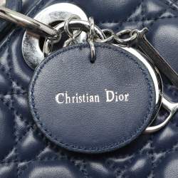 Dior Blue Cannage Leather Small Lady Dior Tote