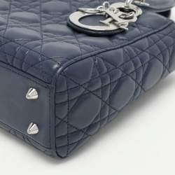 Dior Blue Cannage Leather Small Lady Dior Tote