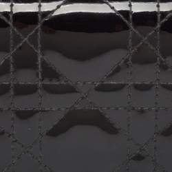 Pre Owned Dior Black Cannage Patent Leather Lady Dior Flap Card Case