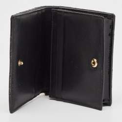 Pre Owned Dior Black Cannage Patent Leather Lady Dior Flap Card Case