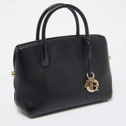 Pre Owned Dior Black Leather Open Bar Tote