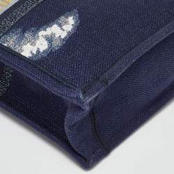 مملوكة مسبقًا Dior Navy Blue/White Tie Dye Canvas Mini Vertical Dior Book Tote
