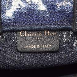 مملوكة مسبقًا Dior Navy Blue/White Tie Dye Canvas Mini Vertical Dior Book Tote