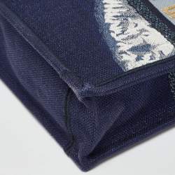 مملوكة مسبقًا Dior Navy Blue/White Tie Dye Canvas Mini Vertical Dior Book Tote