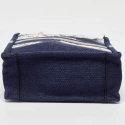 مملوكة مسبقًا Dior Navy Blue/White Tie Dye Canvas Mini Vertical Dior Book Tote