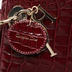 Pre Owned Dior Burgundy Alligator Medium Lady Dior Tote