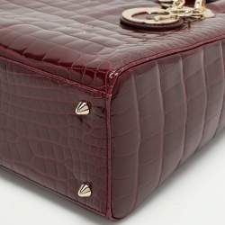 Pre Owned Dior Burgundy Alligator Medium Lady Dior Tote