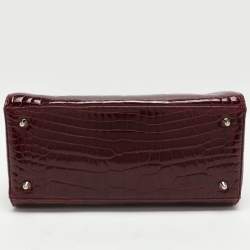 Pre Owned Dior Burgundy Alligator Medium Lady Dior Tote