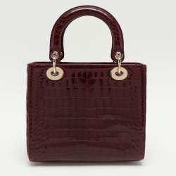 Pre Owned Dior Burgundy Alligator Medium Lady Dior Tote