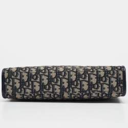 Pre Owned Dior Navy Blue Oblique Jacquard Canvas 30 Montaigne Dea Pouch