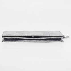 Pre Owned Dior Metallic Grey Lizard Lady Dior Long Chain Clutch