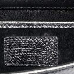 Pre Owned Dior Metallic Grey Lizard Lady Dior Long Chain Clutch