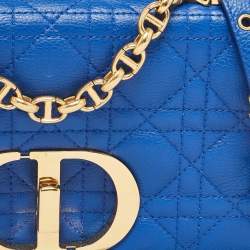 Pre Owned Dior Blue Cannage Leather Small Caro Shoulder Bag