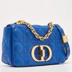 Pre Owned Dior Blue Cannage Leather Small Caro Shoulder Bag