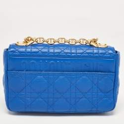 Pre Owned Dior Blue Cannage Leather Small Caro Shoulder Bag