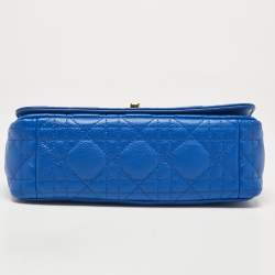 Pre Owned Dior Blue Cannage Leather Small Caro Shoulder Bag