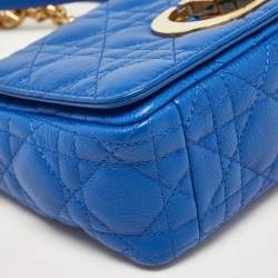 Pre Owned Dior Blue Cannage Leather Small Caro Shoulder Bag