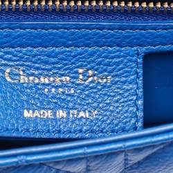 Pre Owned Dior Blue Cannage Leather Small Caro Shoulder Bag