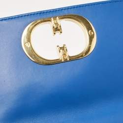 Pre Owned Dior Blue Cannage Leather Small Caro Shoulder Bag