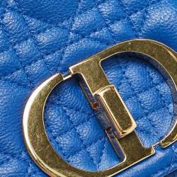 Pre Owned Dior Blue Cannage Leather Small Caro Shoulder Bag