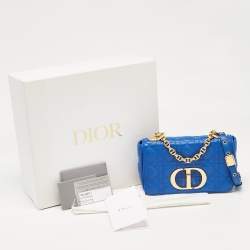 Pre Owned Dior Blue Cannage Leather Small Caro Shoulder Bag
