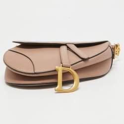 Pre Owned Dior Old Rose Leather Saddle Shoulder Bag