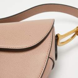 Pre Owned Dior Old Rose Leather Saddle Shoulder Bag