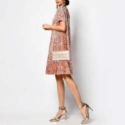 Pre Owned Dior Metallic Rose Gold Cannage Leather Lady Dior Clutch