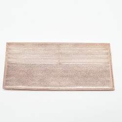 Pre Owned Dior Metallic Rose Gold Cannage Leather Lady Dior Clutch