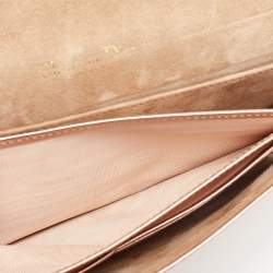 Pre Owned Dior Metallic Rose Gold Cannage Leather Lady Dior Clutch