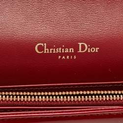 Dior Red Cannage Patent Leather Lady Dior Chain Pouch