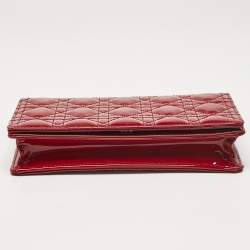 Dior Red Cannage Patent Leather Lady Dior Chain Pouch