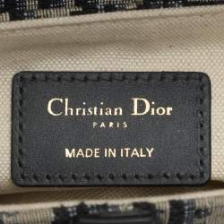 Pre Owned Dior Navy Blue Oblique Canvas and Leather Mini Saddle Bag