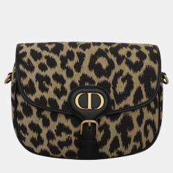 Dior Black, Beige Canvas Leopard Bobby Bag 