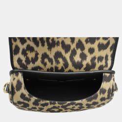 Dior Black, Beige Canvas Leopard Bobby Bag 