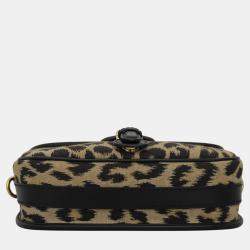 Dior Black, Beige Canvas Leopard Bobby Bag 