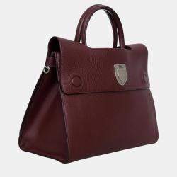 Christian Dior Burgundy Pebbled Leather Medium Diorever Bag