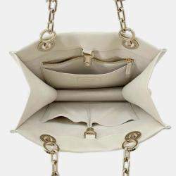 Dior Off-white Leather Essential ArchiCannage Chain Tote Bag