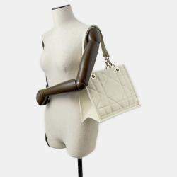 Dior Off-white Leather Essential ArchiCannage Chain Tote Bag