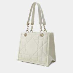 Dior Off-white Leather Essential ArchiCannage Chain Tote Bag