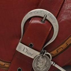 Pre Owned Dior Burgundy Leather Gaucho Double Saddle Shoulder Bag