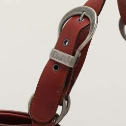 Pre Owned Dior Burgundy Leather Gaucho Double Saddle Shoulder Bag